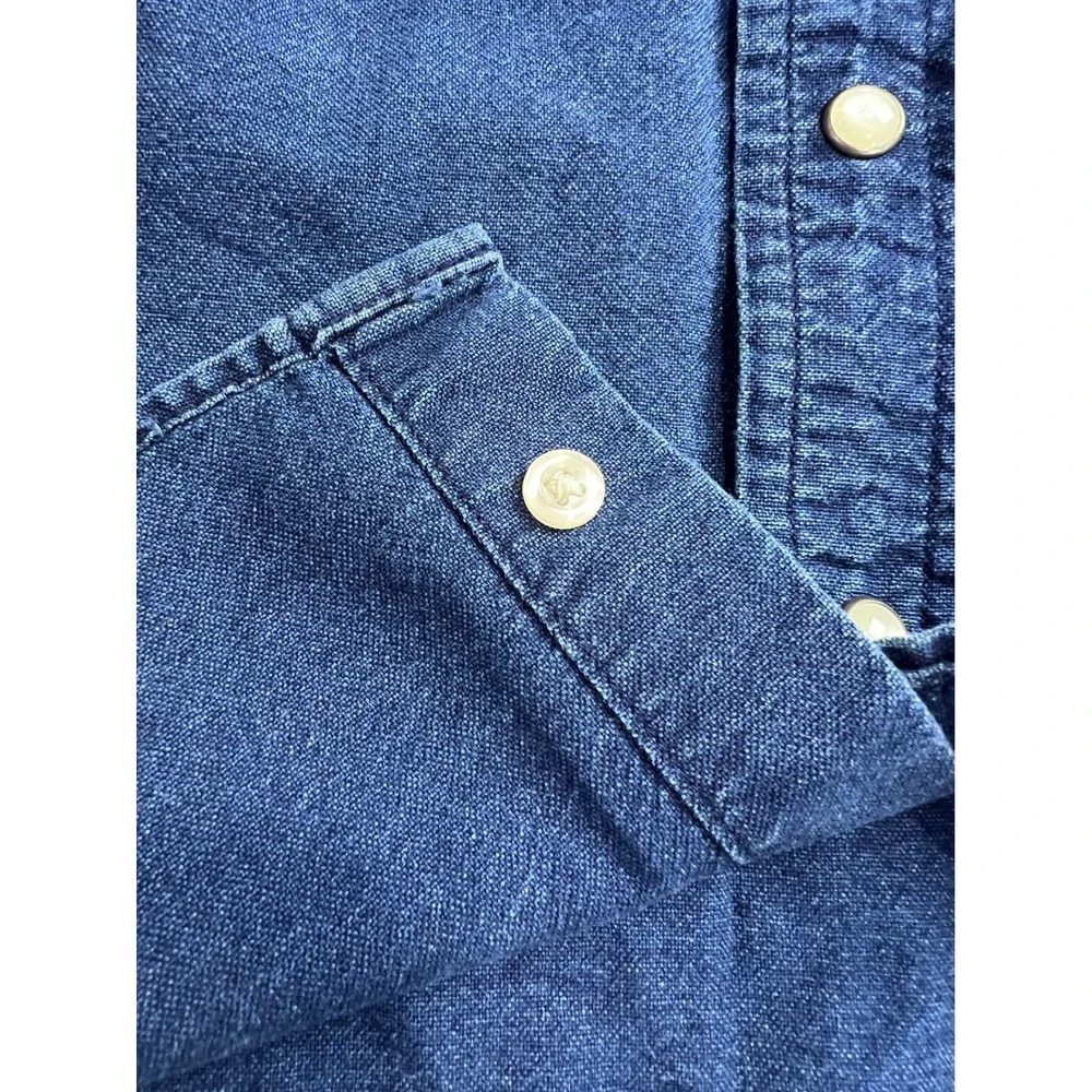 Polo Ralph‎ Lauren Western Denim Shirt Kids 6 Blue Short Sleeve Pearl Snap PA51